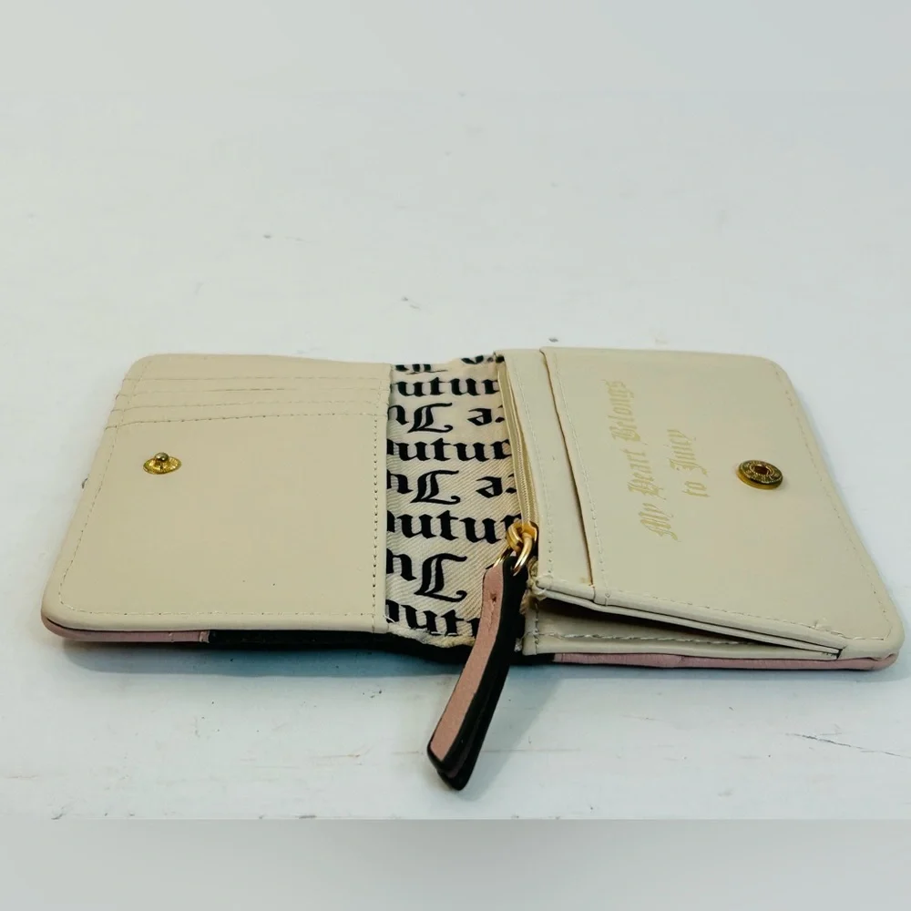 Juicy Couture Retro Vibe Slim Elongated Bifold Wallet, Chocolate / Dusty Blush